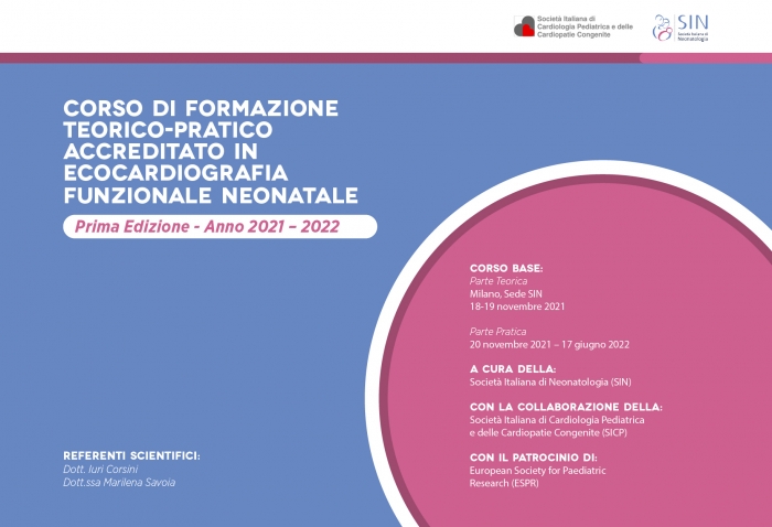 CORSO DI FORMAZIONE  TEORICO-PRATICO -  Accreditato in  Ecocardiografia  Funzionale Neonatale